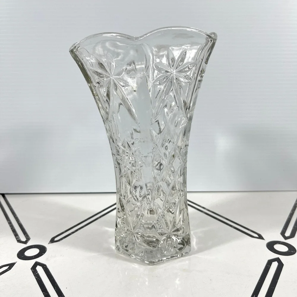 VTG Anchor Hocking Early‎ American Prescut Star of David Diamond Cut Vase